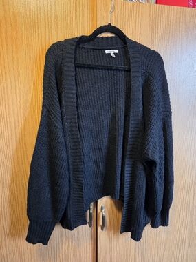 Maurices Black Open-Front Ribbed Knit Cardigan